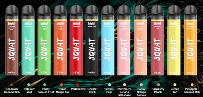 VEIIK Squat Mesh 1800 puffs engangs vape penn 10stk flere smaker P6L86V54 VEIIK E Liquid